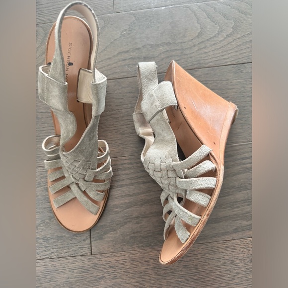 Sigerson morrison wedge sandals in suede and leather - Picture 1 of 7